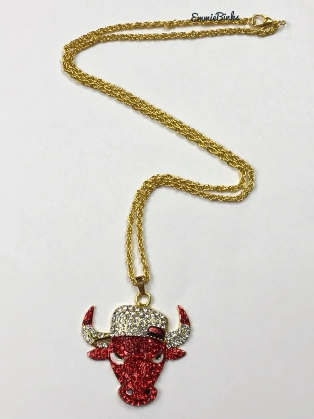 New Unisex Chicago Bulls NBA Bling Pendant Gold Chain Necklace